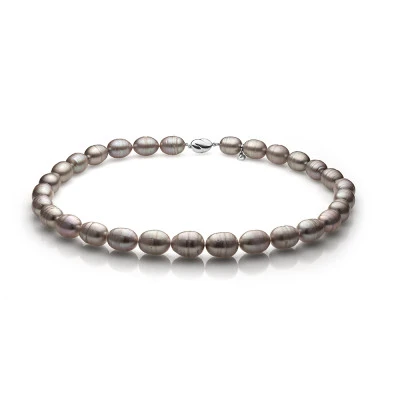 Ожерелье из серого барочного речного жемчуга класса АА. Жемчужины 11-12 мм