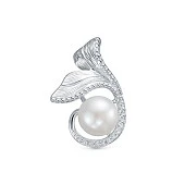 Кулон из серебра с белой речной жемчужиной 9,5-10 мм