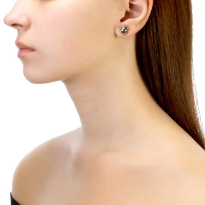 Серьги из серебра с черными речными жемчужинами 7-7,5 мм