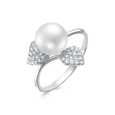 Кольцо из серебра с белой речной жемчужиной 8,5-9 мм