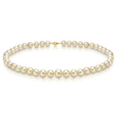 Ожерелье из золотого круглого морского Австралийского жемчуга 8-10,8 мм. Качество высокое АА+