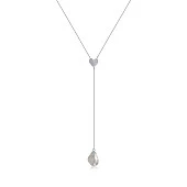 Колье из серебра 925 пробы с белой барочной речной жемчужиной 11-16 мм