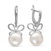 Серьги из серебра c белыми речными жемчужинами 8,5-9 мм