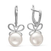 Серьги из серебра c белыми речными жемчужинами 8,5-9 мм