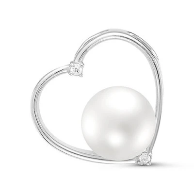 Кулон из серебра с белой речной жемчужиной 8,5-9 мм