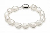 Браслет из белого речного жемчуга барокко класса АА+. Жемчужины 10-11 мм