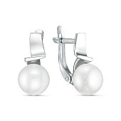 Серьги из белого золота с белыми речными жемчужинами 7,5-8 мм