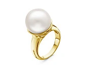 Кольцо из серебра с белой японской речной жемчужиной 14-14,5 мм