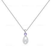 Цепочка из серебра 925 пробы с белой речной жемчужиной 7,5-8 мм