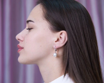 Серьги из белого золота с белыми морскими Австралийскими жемчужинами 12-12,5 мм