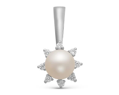 Подвеска из золота с  белой пресноводной жемчужиной 7-7,5 мм