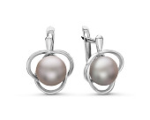 Серьги из серебра с серебристыми речными жемчужинами 9-9,5 мм