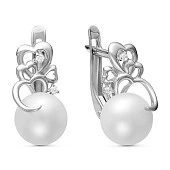 Серьги из белого золота с белыми речными жемчужинами 7,5-8 мм