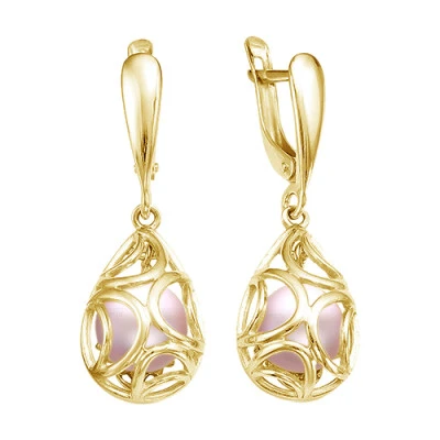 Серьги из серебра с розовыми речными жемчужинами 6,5-7 мм