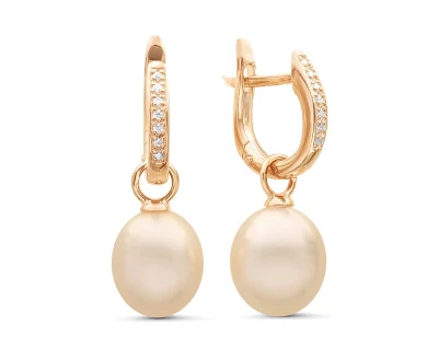 Серьги из серебра с розовыми речными жемчужинами 9,5-10 мм