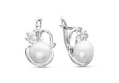Серьги из серебра c белыми речными жемчужинами 7,5-8 мм