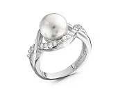 Кольцо из серебра с белой речной жемчужиной 9 мм