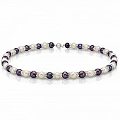 Ожерелье "микс" из круглого жемчуга со стразами. Жемчужины 8,5-9,5 мм