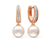 Серьги из серебра с белыми речными жемчужинами 9-9,5 мм