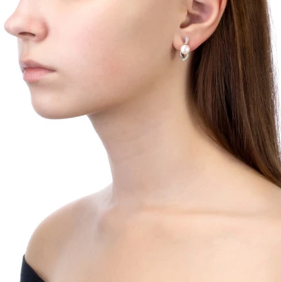 Серьги из серебра c белыми речными жемчужинами 7-7,5 мм