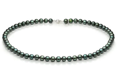 Ожерелье из черного круглого морского жемчуга Акойя (Япония). Жемчужины 7-7,5 мм. Класс ААА