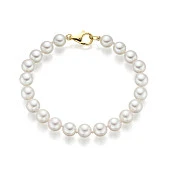 Браслет из белого круглого речного жемчуга класса АА+. Жемчужины 6-6,5 мм