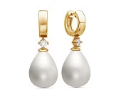 Серьги из серебра с белыми жемчужинами "Майорика" 12,5-15,5 мм