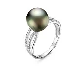 Кольцо из серебра с черной морской Таитянской жемчужиной 10-12,5 мм