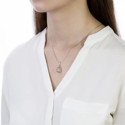 Кулон "Сердечки" из серебра с белой речной жемчужиной 8-8,5 мм