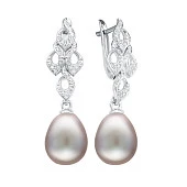 Серьги из серебра c серебристыми речными жемчужинами 10-11 мм