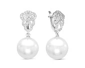 Серьги из белого золота с белыми морскими Австралийскими жемчужинами 14-14,5 мм