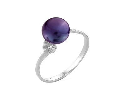 Кольцо из серебра с черной речной жемчужиной 7-7,5 мм