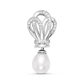 Кулон из серебра с белой речной каплевидной жемчужиной 9-10 мм