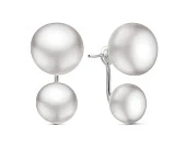 Пусеты "Диор" из серебра с серебристыми речными жемчужинами 9-11,5 мм