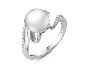 Кольцо из серебра с белой речной жемчужиной 8,5-9 мм