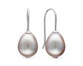 Серьги из серебра с серебристым речным жемчугом 10-11 мм