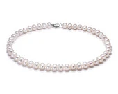 Ожерелье из белого овального речного жемчуга класса ААА. Жемчужины 9-10 мм