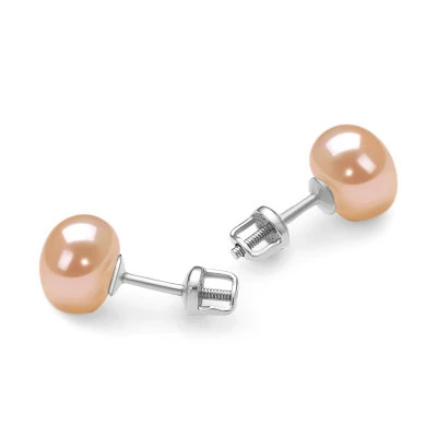 Пусеты из серебра 925 пробы с розовыми речными жемчужинами 10,5-11 мм