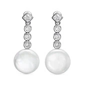 Серьги из серебра с белыми речными жемчужинами "Барокко" 13,5-14 мм