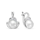 Серьги из белого золота с белыми речными жемчужинами 8,5-9 мм