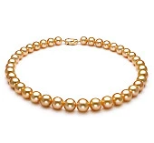 Ожерелье из золотистого круглого морского Австралийского жемчуга 10,2-12,5 мм. Качество высокое АА+