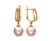Серьги из серебра с розовыми речными жемчужинами 8,5-9 мм
