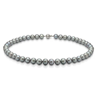 Ожерелье из серебристого японского жемчуга "Эдисон" класса АА+. Жемчужины 9-10 мм