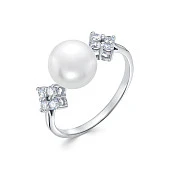Кольцо из белого золота с белой речной жемчужиной 8,5-9 мм