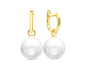 Серьги из серебра c белыми японскими речными жемчужинами 14-14,5 мм