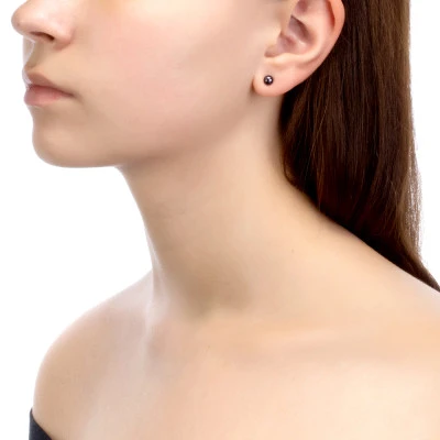 Пусеты из серебра 925 пробы с черными речными жемчужинами 4-4,5 мм