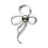 Брошь из серебра с черной Таитянской жемчужиной 10-10,5 мм