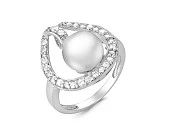 Кольцо из серебра с белой речной жемчужиной 8,5 мм