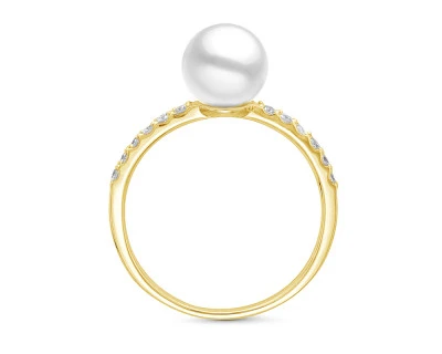 Кольцо из серебра с белой речной жемчужиной 7-7,5 мм