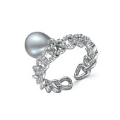 Кольцо из ювелирного сплава с серебристым жемчугом 9-10 мм